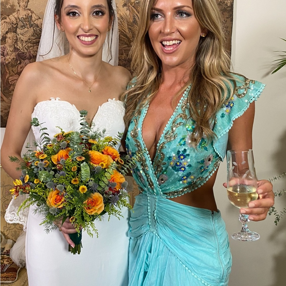 Elegant Aqua Embellished Dress